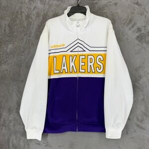 Adidas Originals Lakers Track Jacket Mens XL White Purple Yellow Zip 5795A